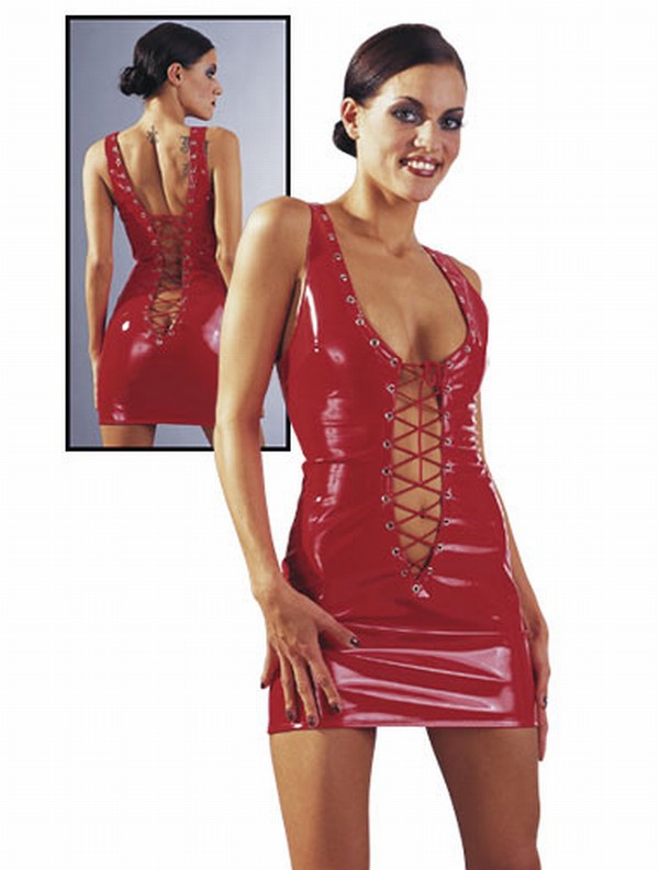 sexy rood lak jurkje