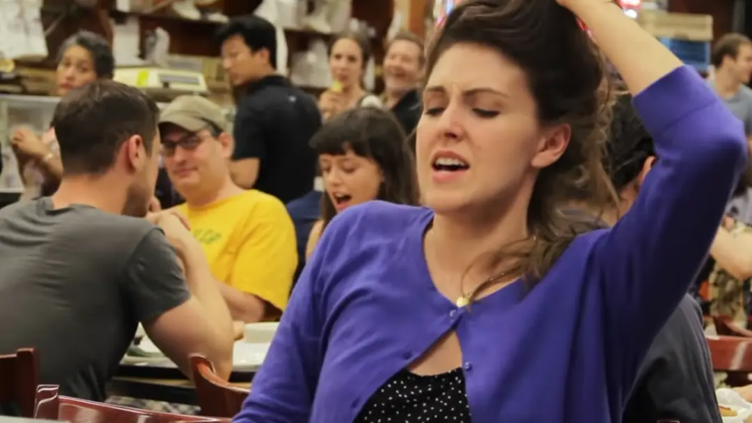 Flashmob, 20 vrouwen doen een when Harry met Sally