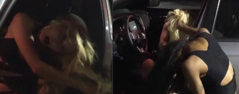 Vechtende hoeren trekken elkaars haren eruit