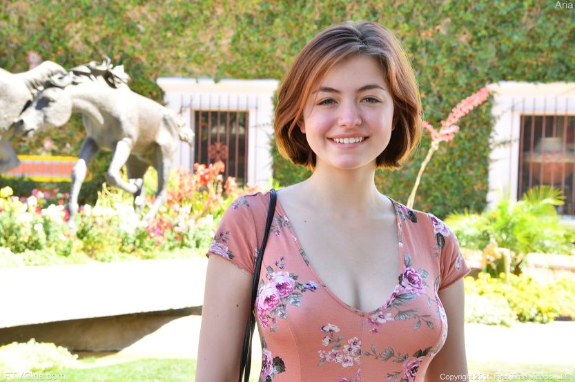 Aria mooie ronde borsten in een zomerjurkje 04